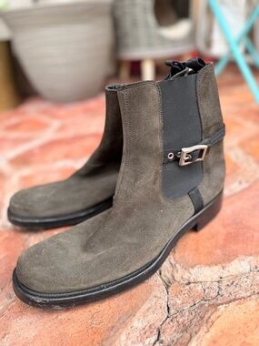 Men's Suede Chelsea Boots in Olive Brown - Classic Slip-On Style